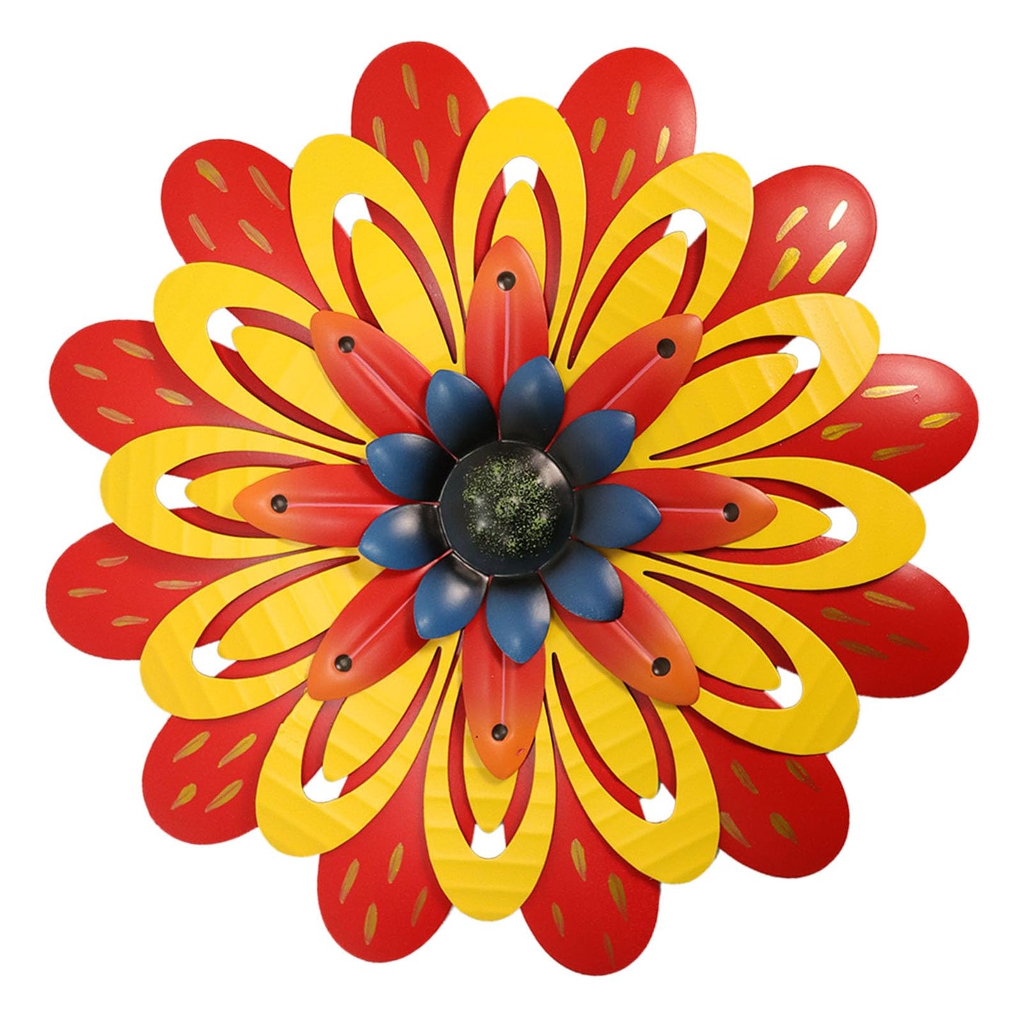 AHYS Metal Flowers Wall Decor Indoor Outdoor Metal Wall Art for Home Farmhouse Living Room Bedroom Bathroom Garden Decorations - Red & Yellow
