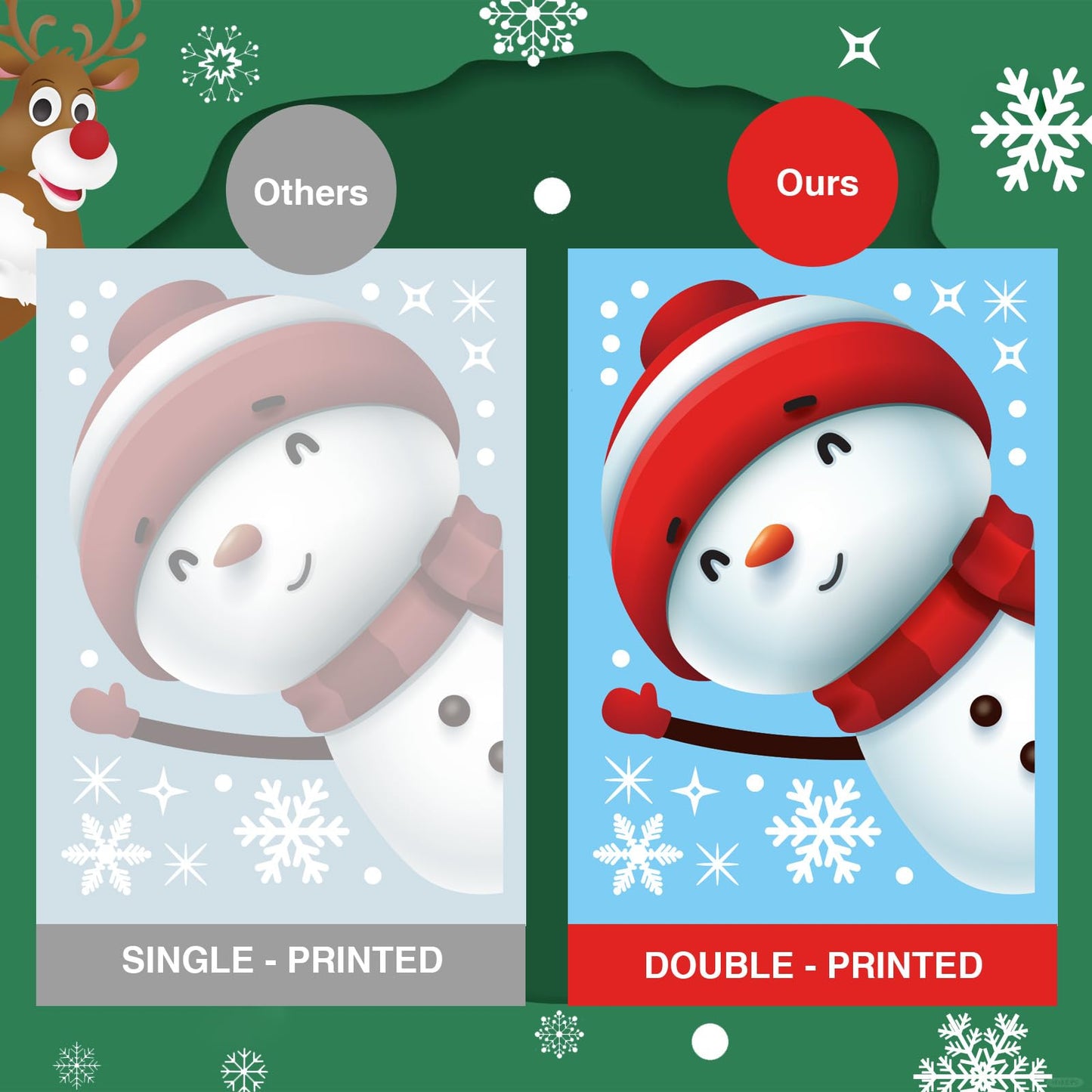 322Pcs Christmas Window Clings Xmas Snowflakes Decorations Santa Claus Reindeer Snowman Snowflake Xmas Decals Stickers for Glass Winter Holiday Home Party