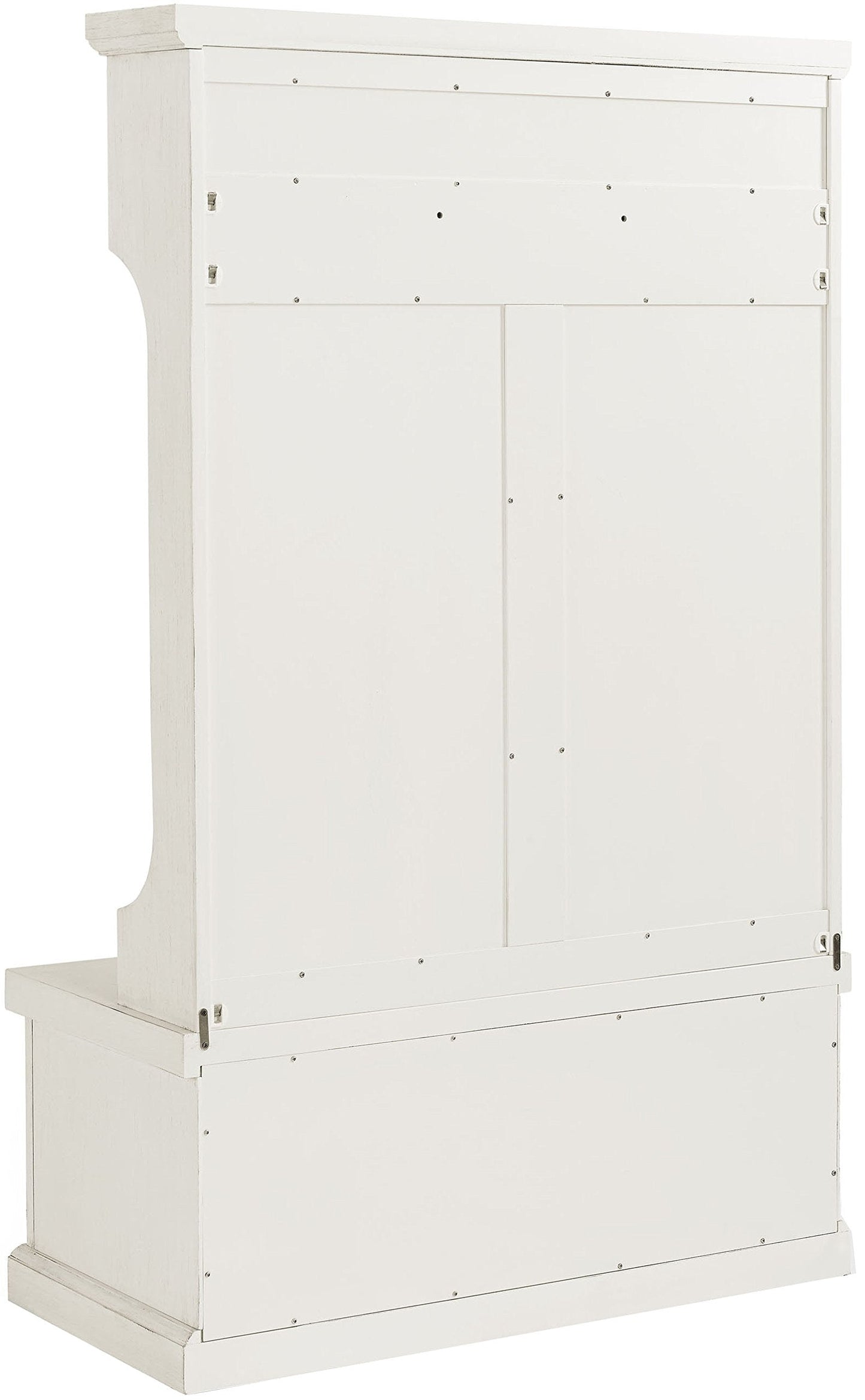 Crosley Furniture Seaside Hall Tree with Shoe Rack Bench and Coat Hooks for Hanging Storage, Distressed White