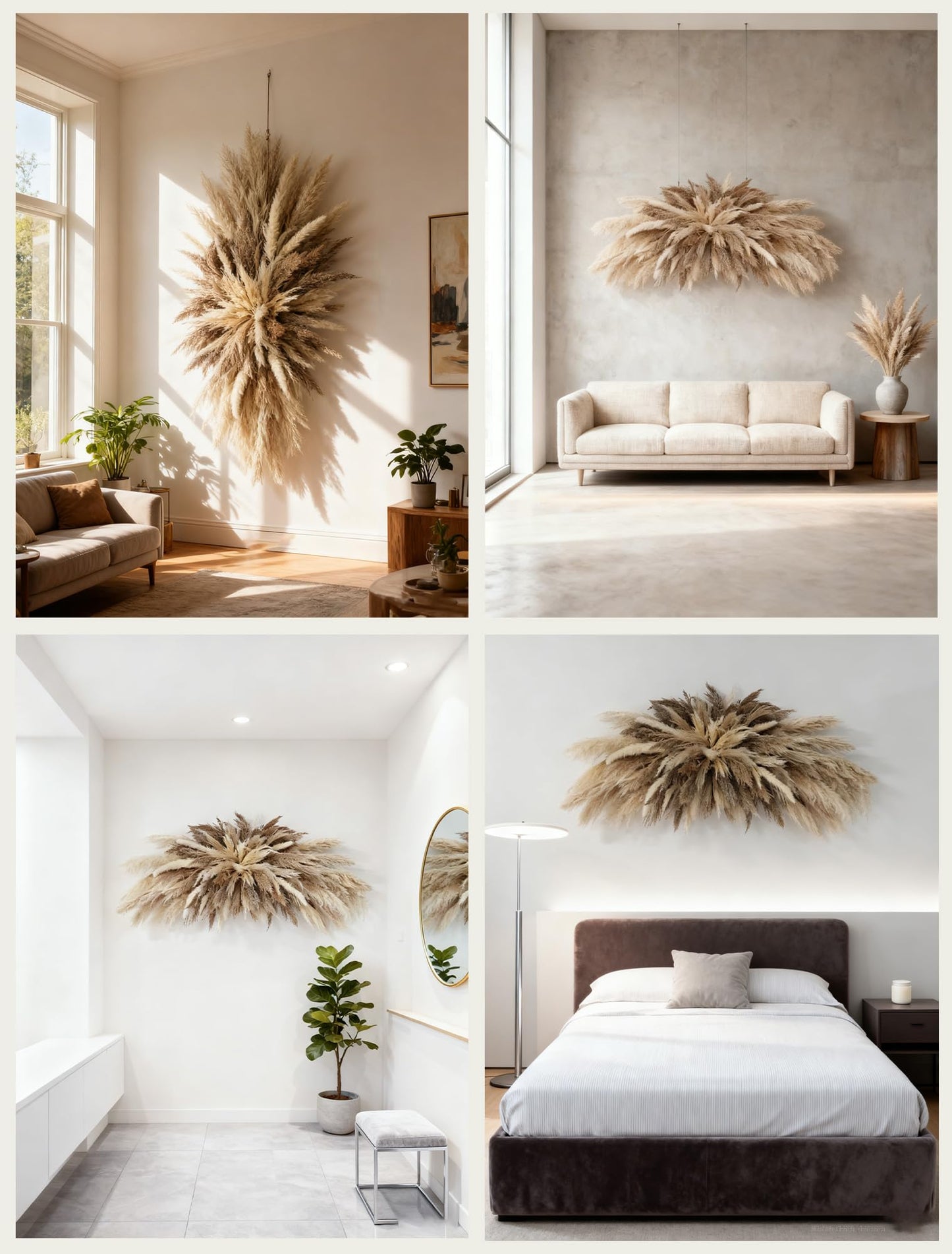 NTLPAMPA Large Boho Decor Pampas Grass Wall Decor (35~50inch) - Natural Dried Flower All-in-One Kit ,Easy Install, Perfect Decor for Living Room、Wedding Arch、Entryway、Party Decor