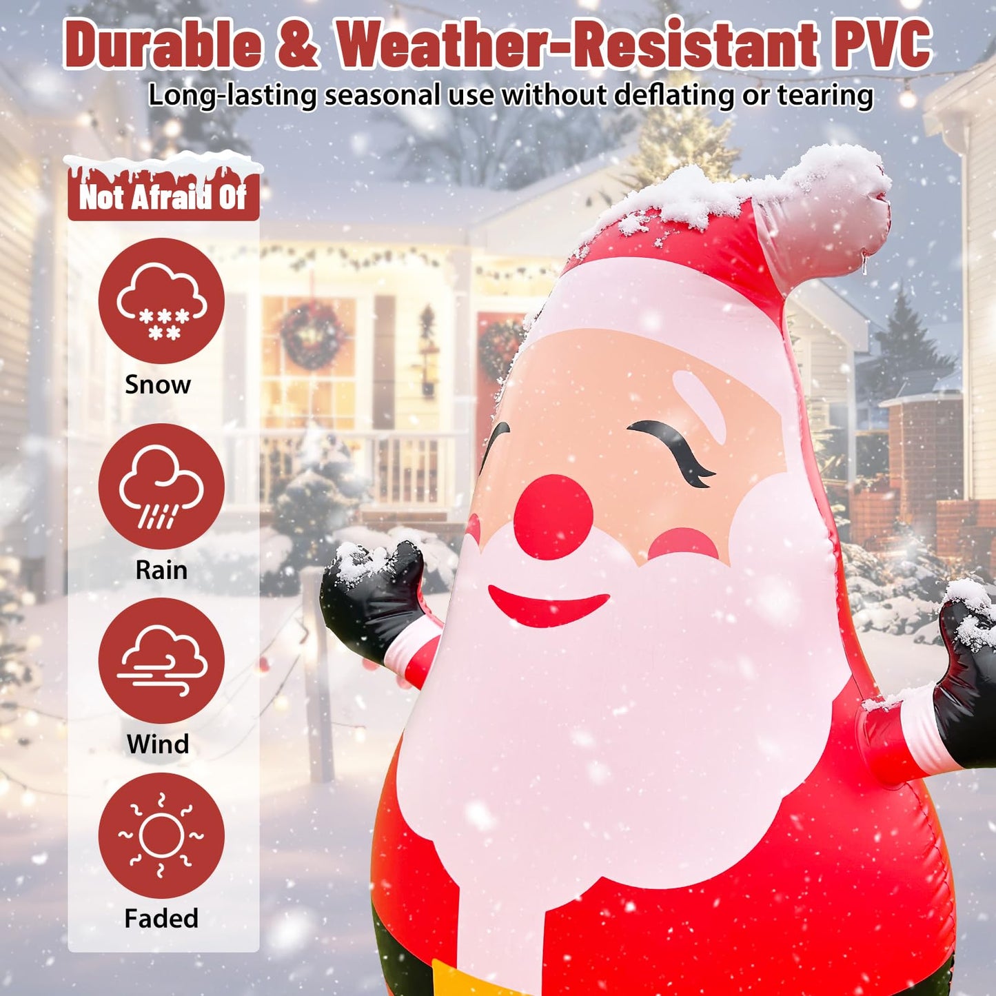Christmas Inflatable Yard Decoration,Blow Up 5FT Lighted up Inflatable Santa Claus Outdoor,Giant Christmas Outdoor Decor Ornaments with Built-in LED Lights for Xmas Holiday Lawn Garden Patio
