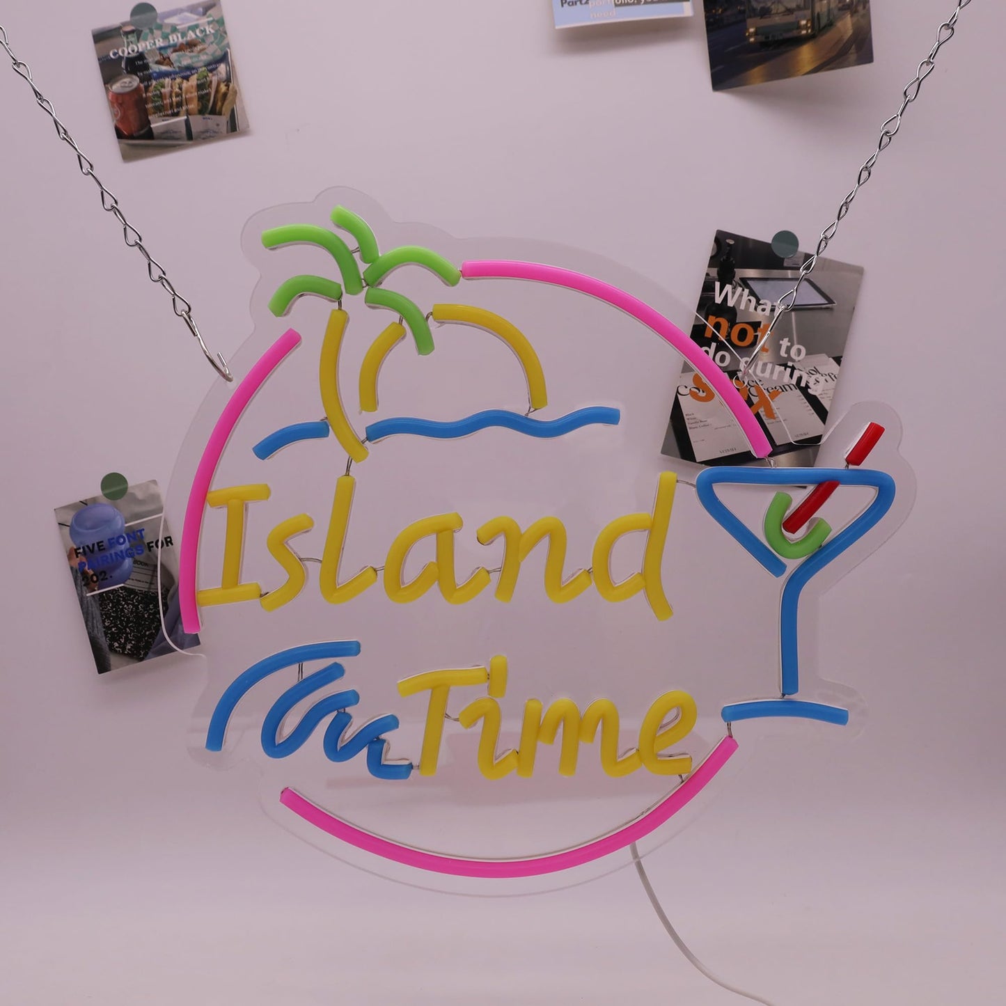 Island Time Neon Sign Island Bar Neon Sign Wall Decor Suitable for Bar Party Shop Man Cave Party Art Decor 14.4 * 13.2 Inch