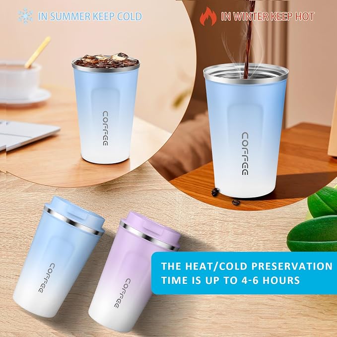 CS COSDDI 12 oz Stainless Steel Vacuum Insulated Tumbler - Coffee Travel Mug Spill Proof with Lid - Coffee Cups for Keep Hot/Ice Coffee,Tea and Beer