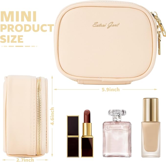 Mini Makeup Bag with Led Mirror,Small Travel Make up Bag 3 Light Modes Adjustable Brightness, for Women Organizer Cosmetic Bag, Portable Travel Train Toiletry Bag, for Pool Parties Work Touch-Ups