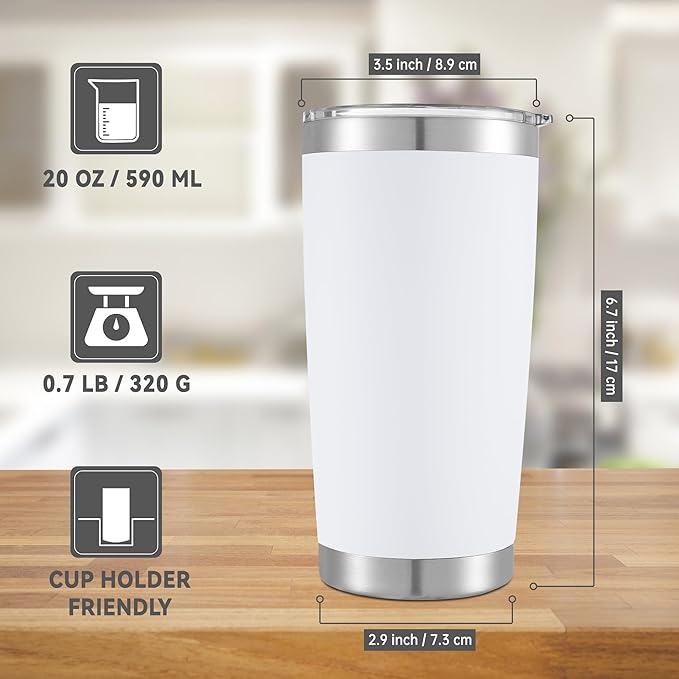 20 oz Tumblers Bulk Stainless Steel Tumbler with Lid Double Wall Vacuum Insulated Coffee Mug 20oz Powder Coated Cup for Hot and Cold Drinks, Mix Color, 12 pack