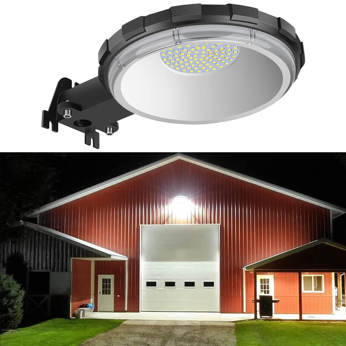 Karjoefar LED Barn Light, Dusk to Dawn Outdoor Lighting with 100W 10000LM 5000K Daylight, IP65 Waterproof Outdoor Security Flood Lights for Garage Yard Street Warehouse Use