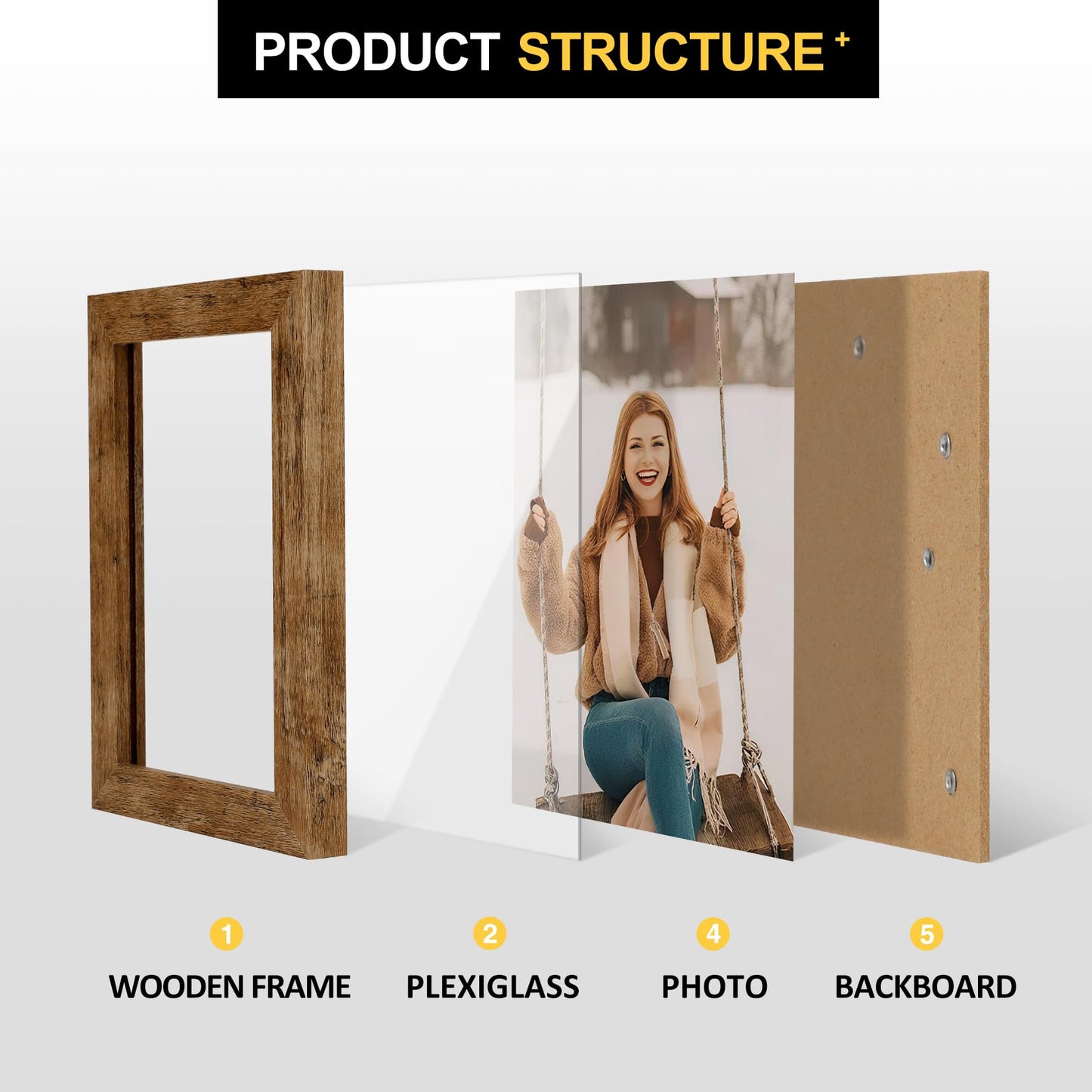 TOFOREVO Picture Frames 4x6 Set of 2 Rustic Wood Grain Photo Frame for Gallery Wall Mounting or Tabletop Display
