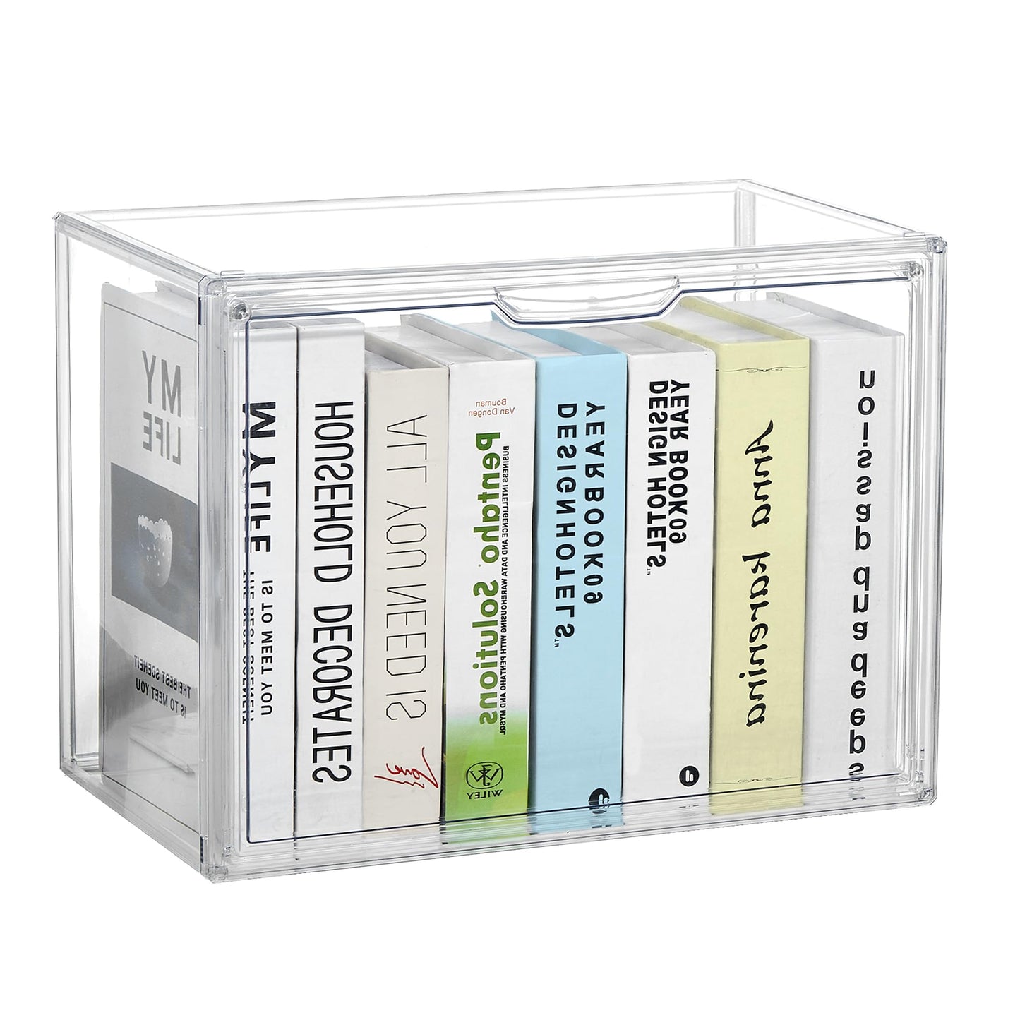 LXLXXL Cube Storage Organizer Acrylic Book Case Display Case Box Stackable Book Storage Containers With Magnetic Door Clear Plastic Portable Organizer For Living Room Bedroom 1 Pack