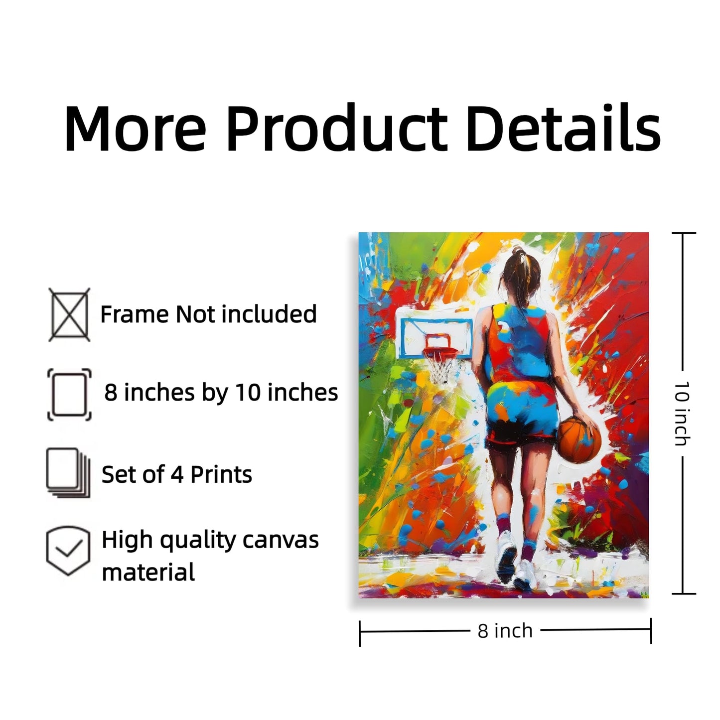 Frimeeme Basketball Wall Art Prints Posters,Basketball Posters For Girl Bedroom,Graffiti Wall Art for Girls Bedroom Print - 4pcs 8x10in Unframed