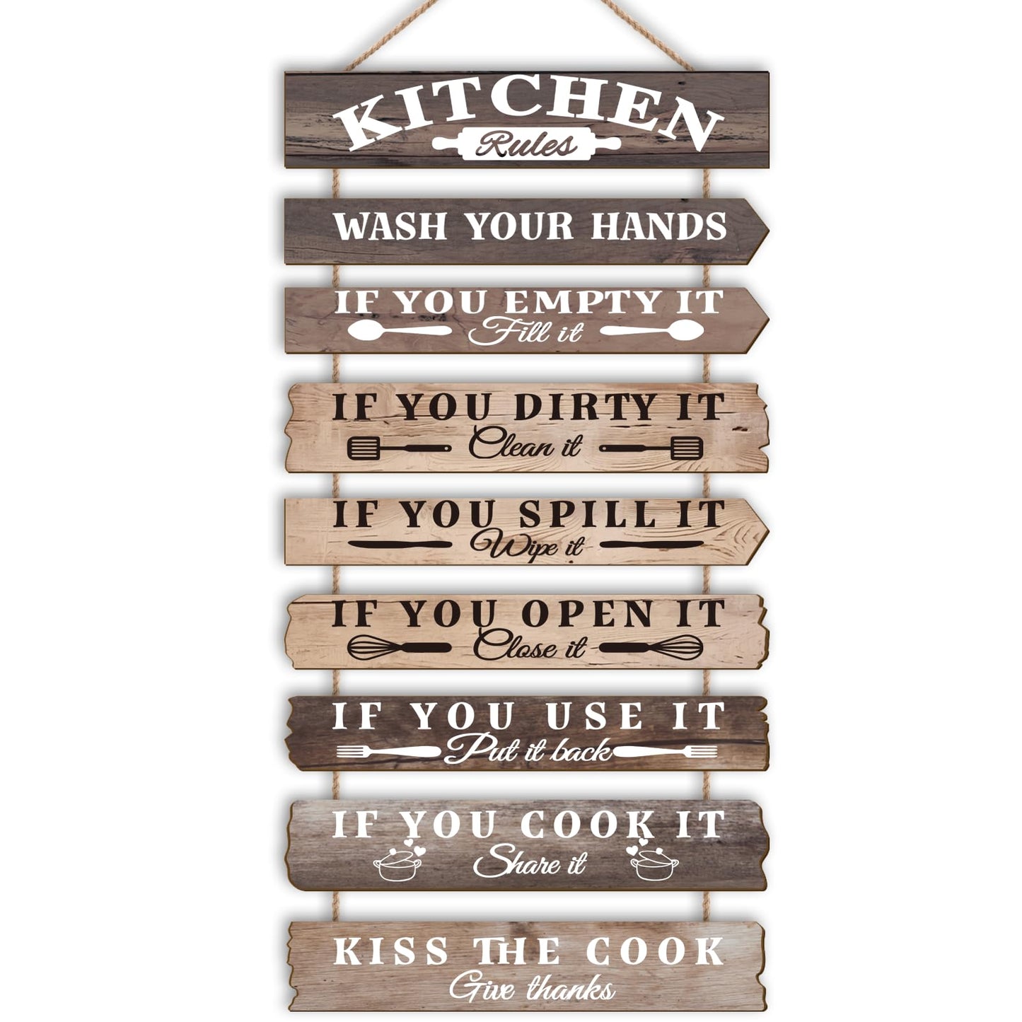 PEKCARGO Kitchen Wall Decor Funny Kitchen Signs Kitchen Rules Pictures Wall Art Decor Rustic Farmhouse Western Kitchen Decor Wooden Sign (Brown)