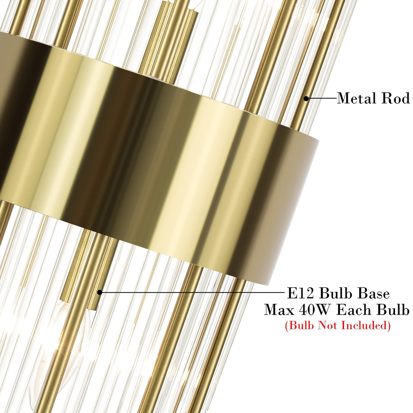 TEENYO Modern Gold Wall Sconces Set of Two Crystal Sconces Wall Lighting 2-Light Brass Glass Wall Light Fixtures for Bedroom Living Room Bathroom Vanity Mirror Light Fixtures