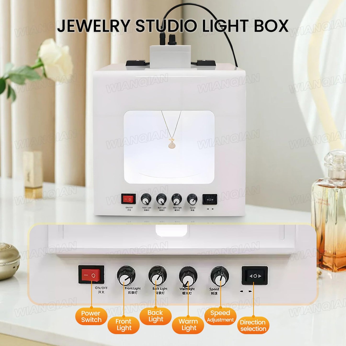 Portable Photo Studio Light Box, Jewelry Photography Box Kit, Jewelry Photography Light Box Kit, 20,000 Lux / 22,000 Lux, Bidirectionally Adjustable Speed, For Small Items Photography Video TB200