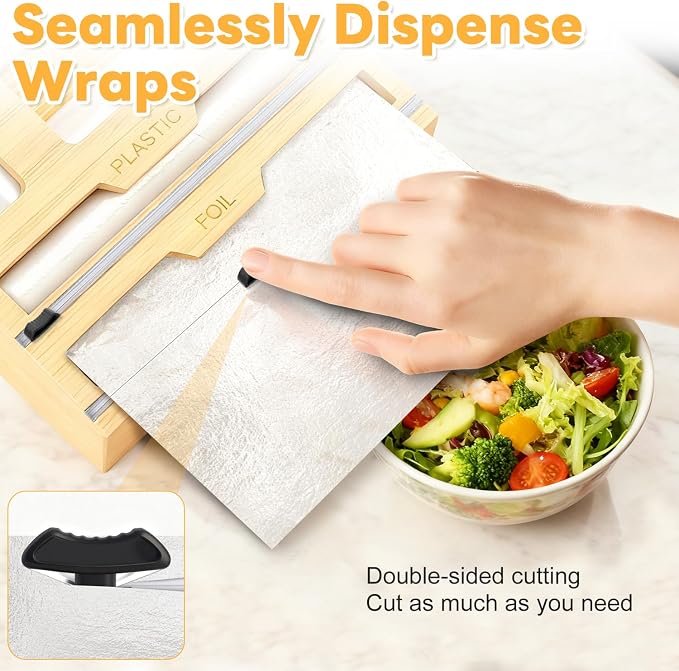 Magnetic Storage Bag Organizer 6 In 1 Ziplock Bag Organizer for Fridge and Drawer, Foil and Plastic Wrap Organizers with Cutter, Food Storage Bags Organizers for Gallon Quart Sandwich Snack