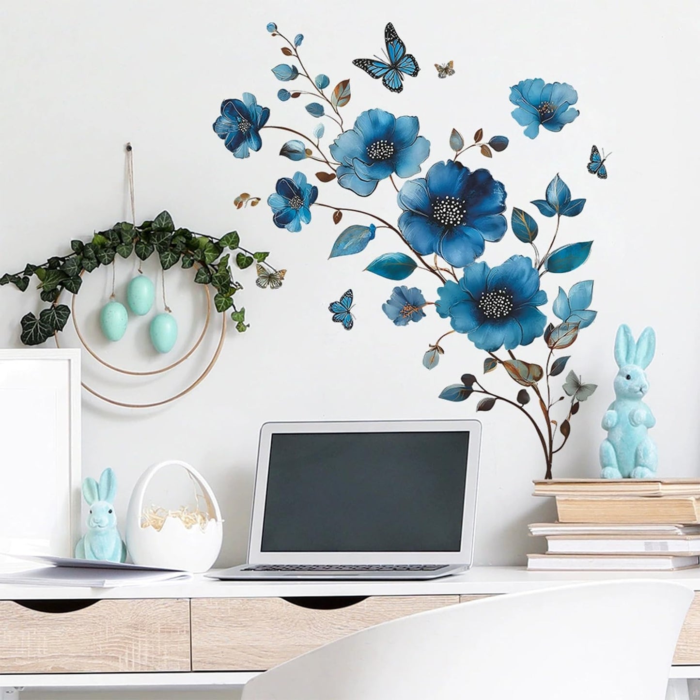 TUOKING Flowers Wall Stickers Decor,Removable Wall Murals Peel and Stick Modern Wall Art Decal Home Decor for Kitchen,Bedroom,Living Room