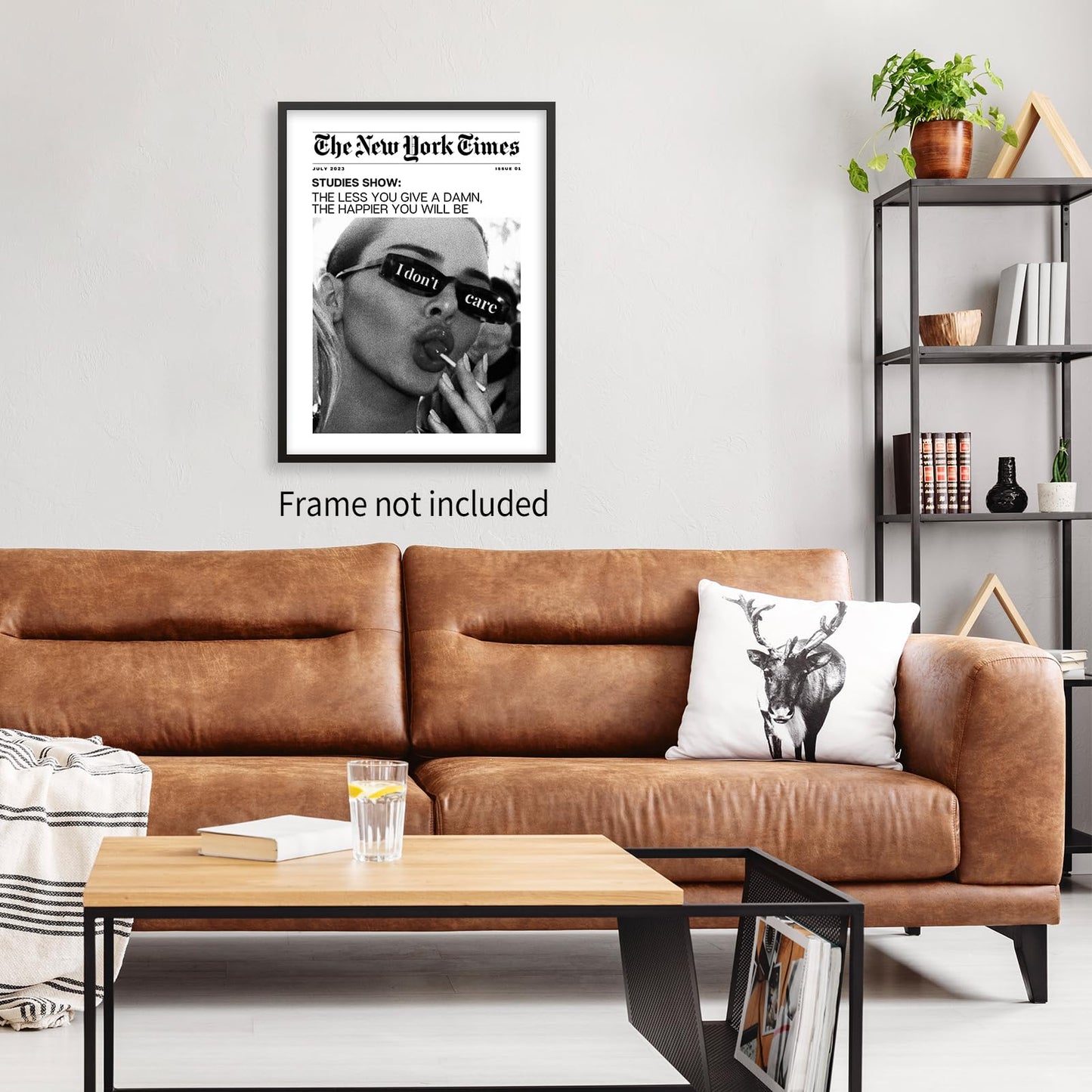 Heltrappe Vintage Black and White Newspaper Wall Art Trendy The New York Times Poster Funky I Don't Care Posters Room Aesthetic Canvas Prints 12x16 inch Unframed