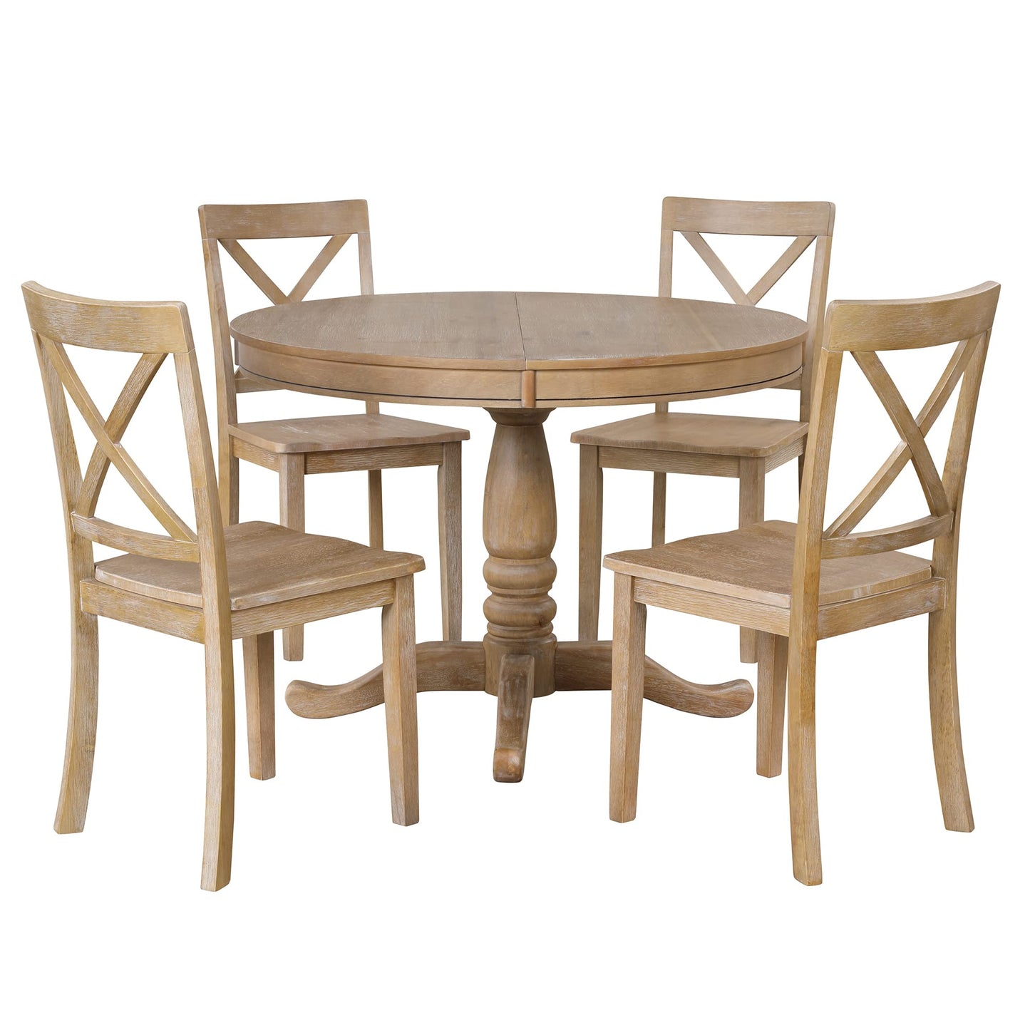 Merax 5 Pieces Dining Table Set,Retro Style Chairs with Solid Wood Legs for Kitchen Diningroom