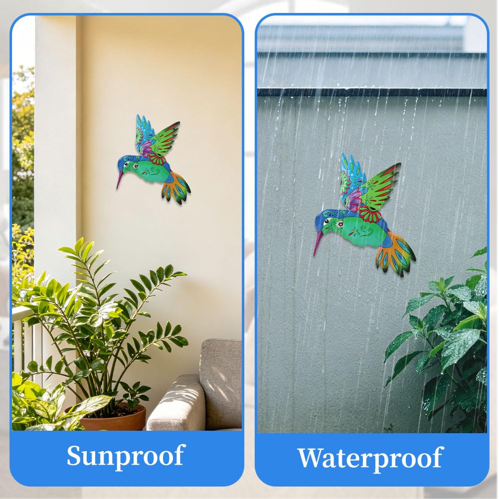 VEWOGARDEN Hummingbird Wall Art, Large Outdoor Metal Hanging Wall Decor for Home Outside Patio Garden Fence Decorations