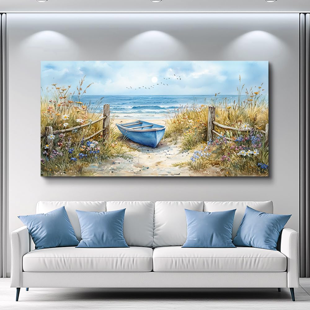 PHAOHUAXM Large Wall Decor Canvas Painting Wall Art For Living Room Decor Beach Wall Art And Ocean Landscape Painting Bedroom Print Artwork Picture For Dining Room Bathroom Home Decoration 24x48 In