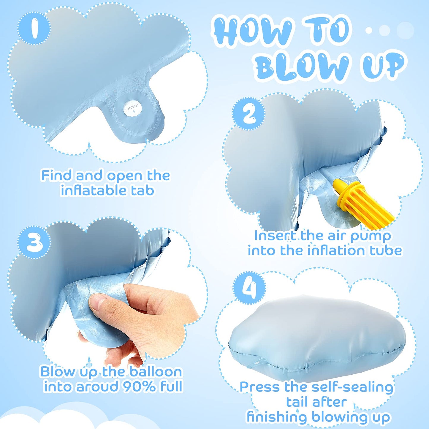 Sumind 6 Pcs 28 Inch White Cloud Balloons Foil Cloud Decorations Cute Shaped Balloons for Birthday Baby Shower Wedding Themed Party Decor Supplies (Light Blue)