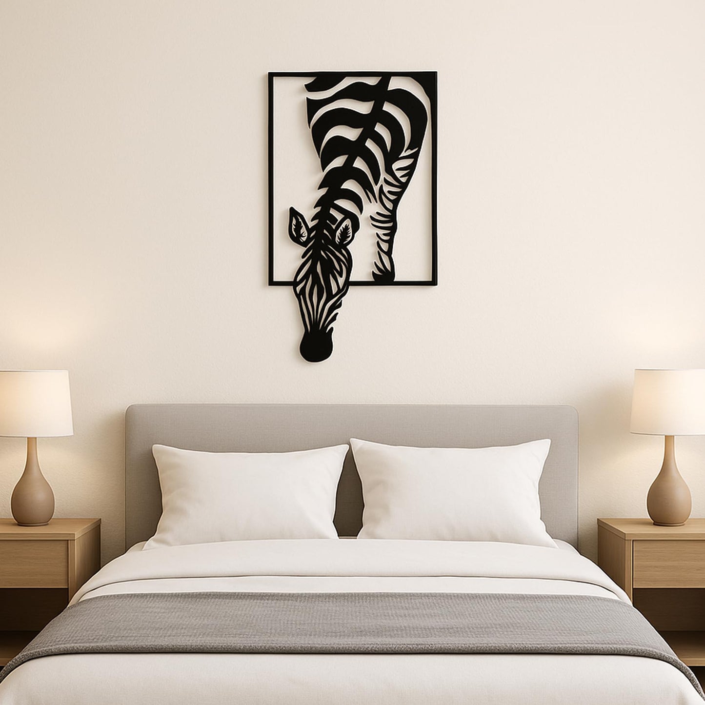 Black Metal Zebra Wall Art, Safari Wildlife Metal Wall Decor, Modern Animal Silhouette Wall Hanging for Living Room Bedroom Hallway Home Office, 3D Window Frame Style African Zebra Decor Gift for Home Decoration 13.78x7.87 inches