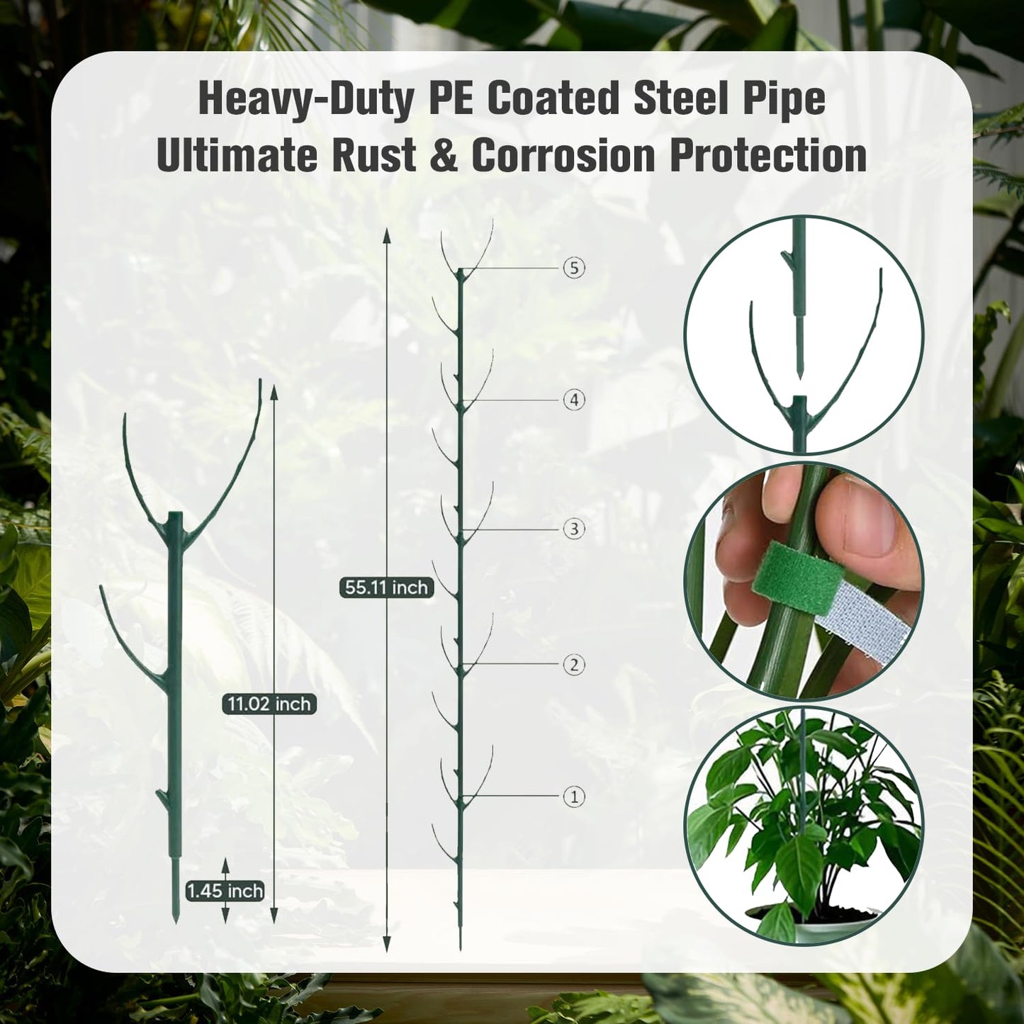 10pcs Adjustable Plant Support Pole, Stackable for Indoorand Outdoor Use, Garden Accessories for Supporting.Monstera and Climbing Potted Plants