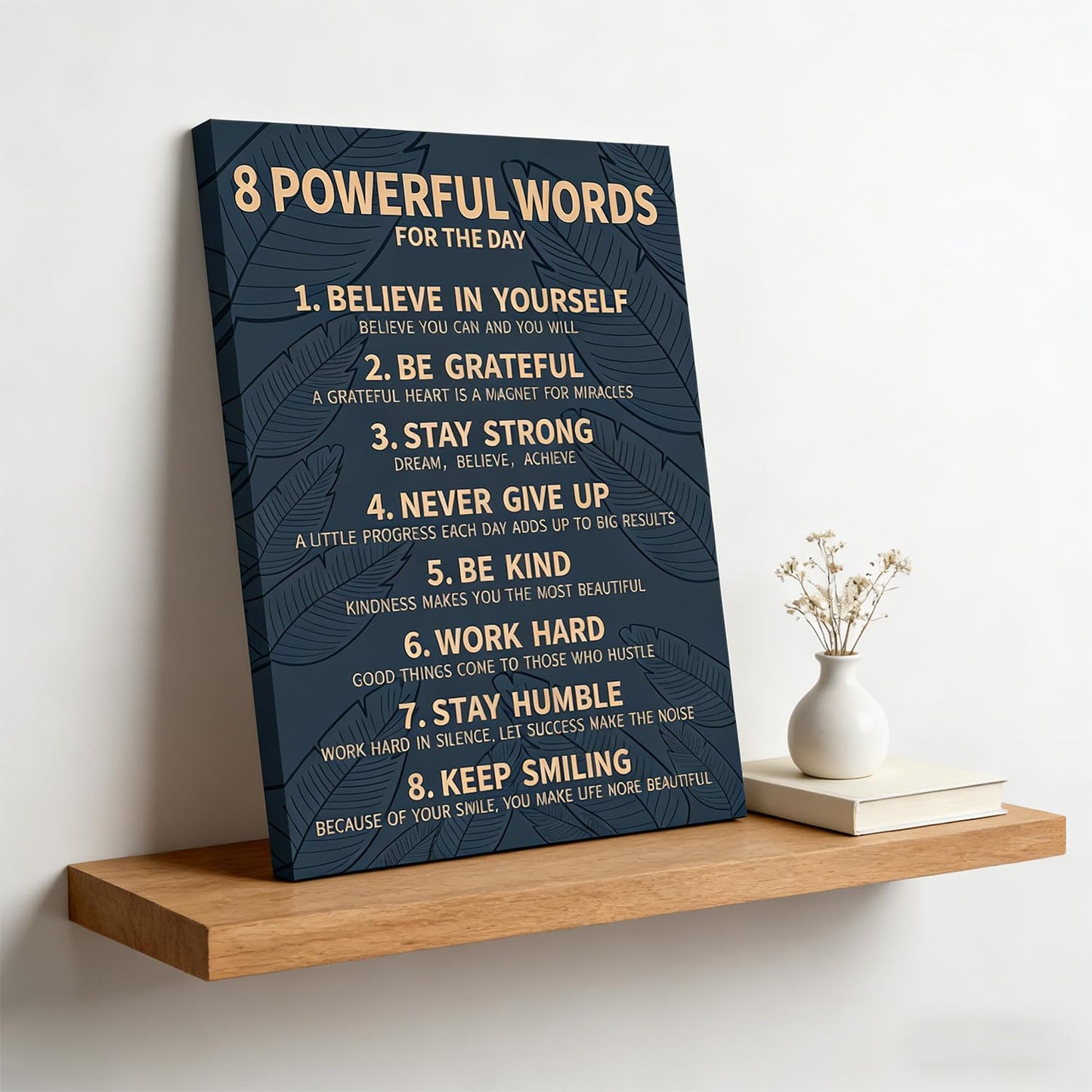 8 Rules of Life Canvas Wall Art Motivational Office Painting Picture Wall Decor Inspirational Positive Sayings Poster Print Artwork for Office School Library Decor 12x16 in Wrapped Canvas