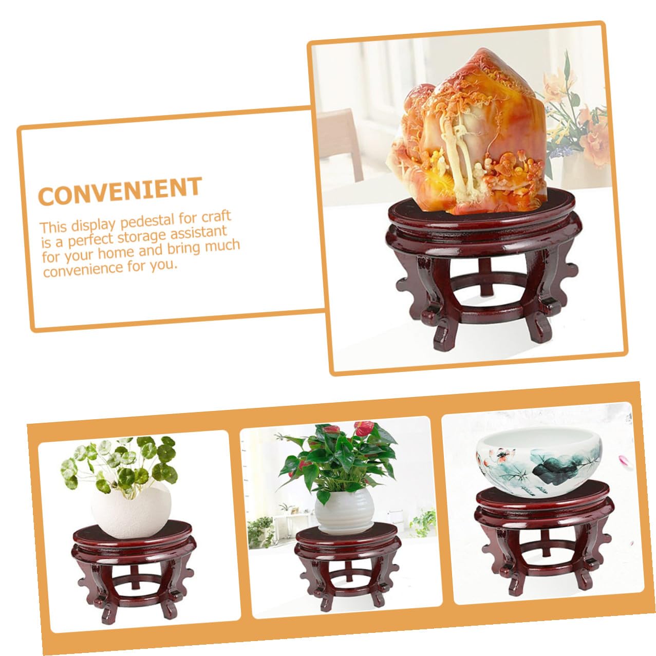 MAGICLULU Wooden Plant Stand Potted Plants Rack High-density Wood Base 16cm Diameter 10cm Height 80lb Load Capacity Indoor Display Pedestal for Home Décor