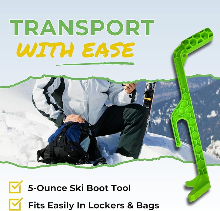 Ski Boot Remover Tool with Ergonomic Handle - Heavy-Duty Boot Removal Device for Skiing, Snowboarding, Ice Skates, & More - Lightweight USA-Made Ski Accessories
