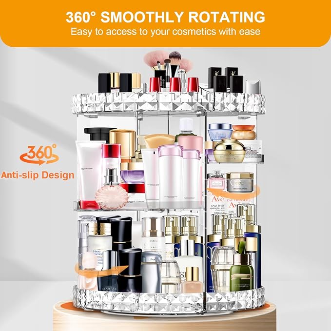 Makeup Organizer 360 Degree Rotating 7 Adjustable Layers Large Capacity Cosmetic Organizer Transparent Make Up Organizers and Storage