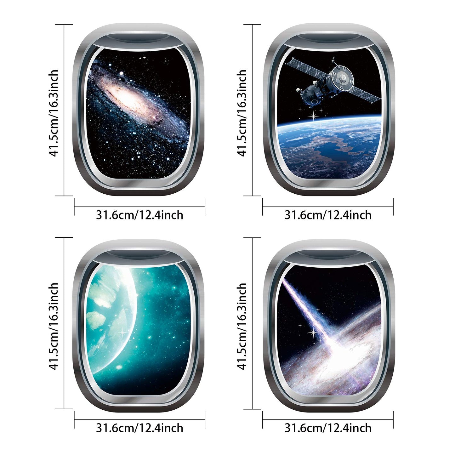 Outus 6 Pieces 3D Space Wall Decals Galaxy Window Stickers for Wall Outer Space Decor Capsule Spacecraft Astronaut Mural Room Decor for Kids Boys Nursery Bedroom Home Decoration