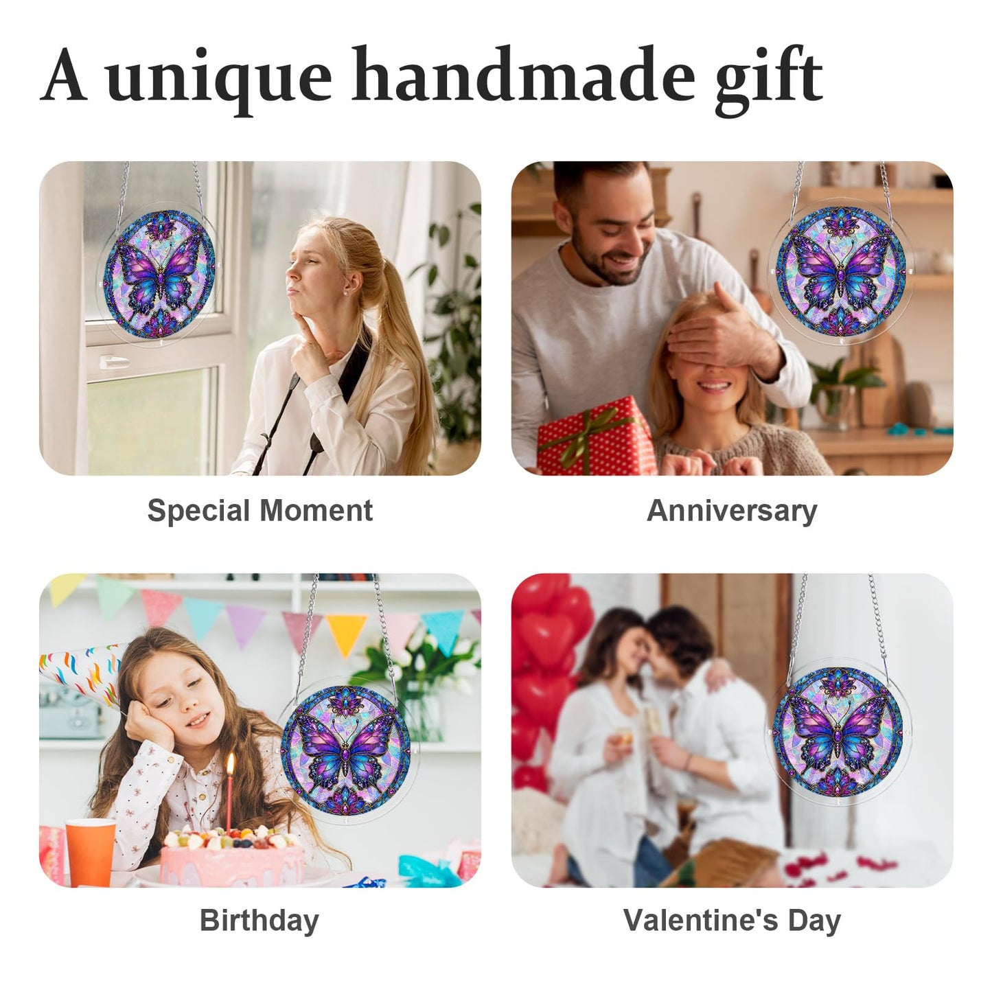 AOSERI Acrylic Puzzle Suncatcher Window Hanging, Purple Butterfly Sun Catchers DIY Crafts Puzzle for Adults Home Garden Decor Gifts for Women, Men, Wife, Mom-8.2 in