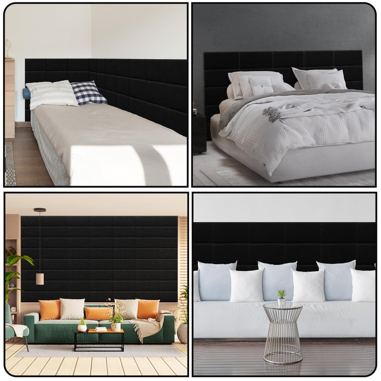 CvoMep 6 Piece Linen Fabric Peel and Stick Headboard, Upholstered Wall Mounted Headboard for Twin, 3D Anti-Collision Soundproof Self-Adhesive Wall Panel for Bedroom 16.53" x 9.84"