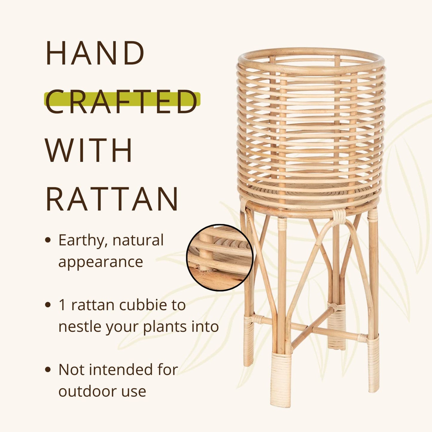 KOUBOO Rattan Indoor Plant Stand - Plant Holder, Rattan Shelf, Tiered Plant Stand, Planter Display, Home Storage for Plant Pots, Medium, Natural Brown