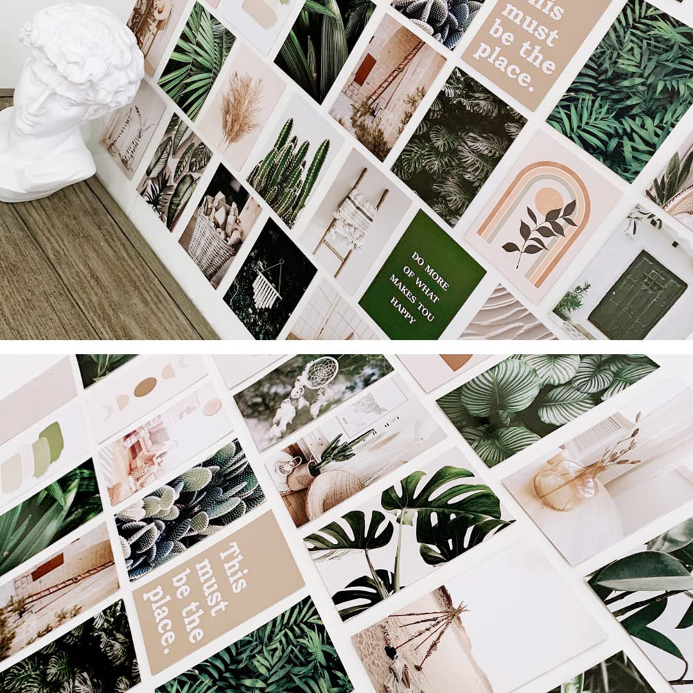 bOPART 70pcs Wall Collage Kit Aesthetic Picures, Green Plant Room Decor Aesthetic Collage Picture Wall Decor for Teen Girls/boys Room bedroom Dorm (4x6 inch)