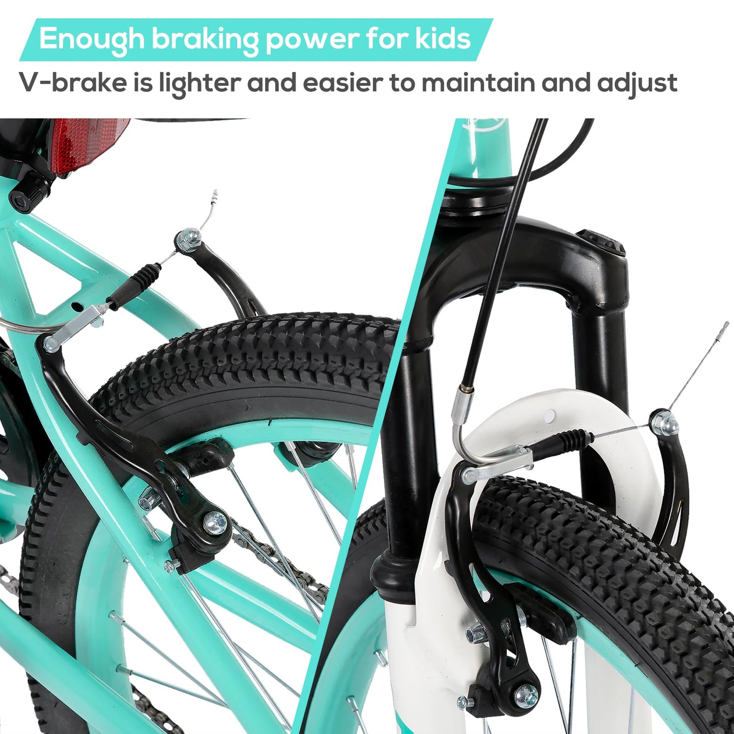HH HILAND 24 Inch Mountain Bike for Kids Age 7-15 Year Old, Front Suspension Fork Kids' Bicycles for Boys Girls Mint Green