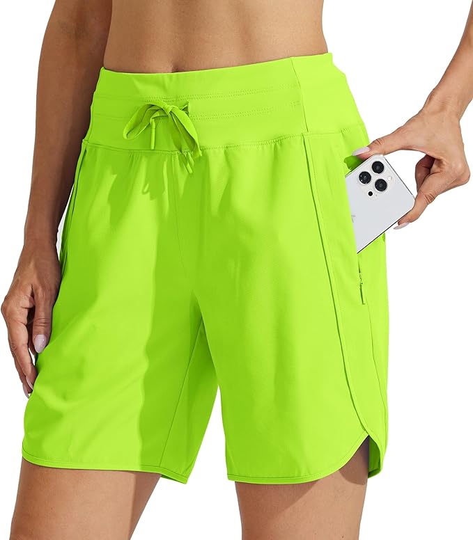 Willit Women's 7" Athletic Running Shorts Long Workout Hiking Shorts Quick Dry High Waisted Active Zipper Pocket(X-Large)