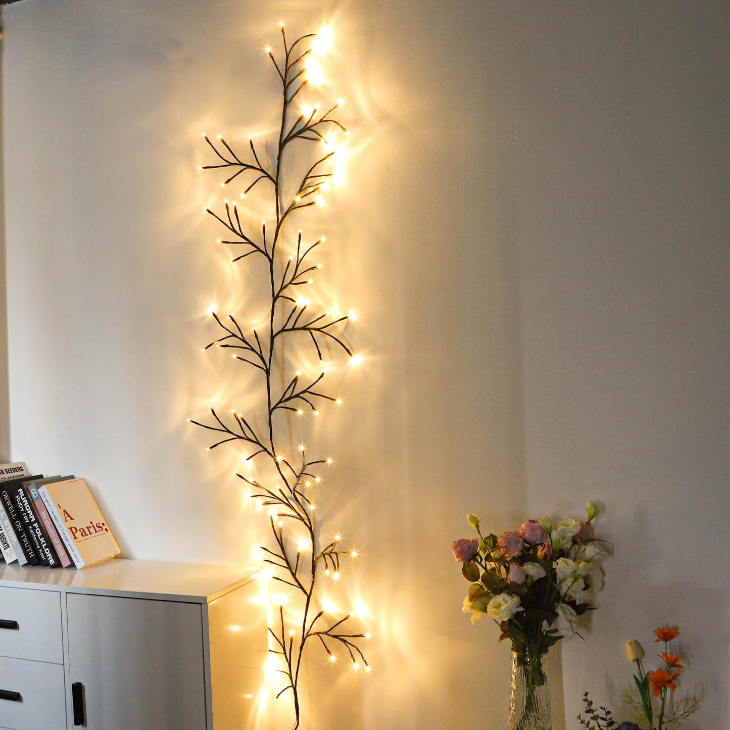 XINXIANLIAN 96 LED Willow Vine Lights 6FT Enchanted Wall Decoration Vine Lights 8 Modes for Home Indoor Wall Decoration (Warm White)