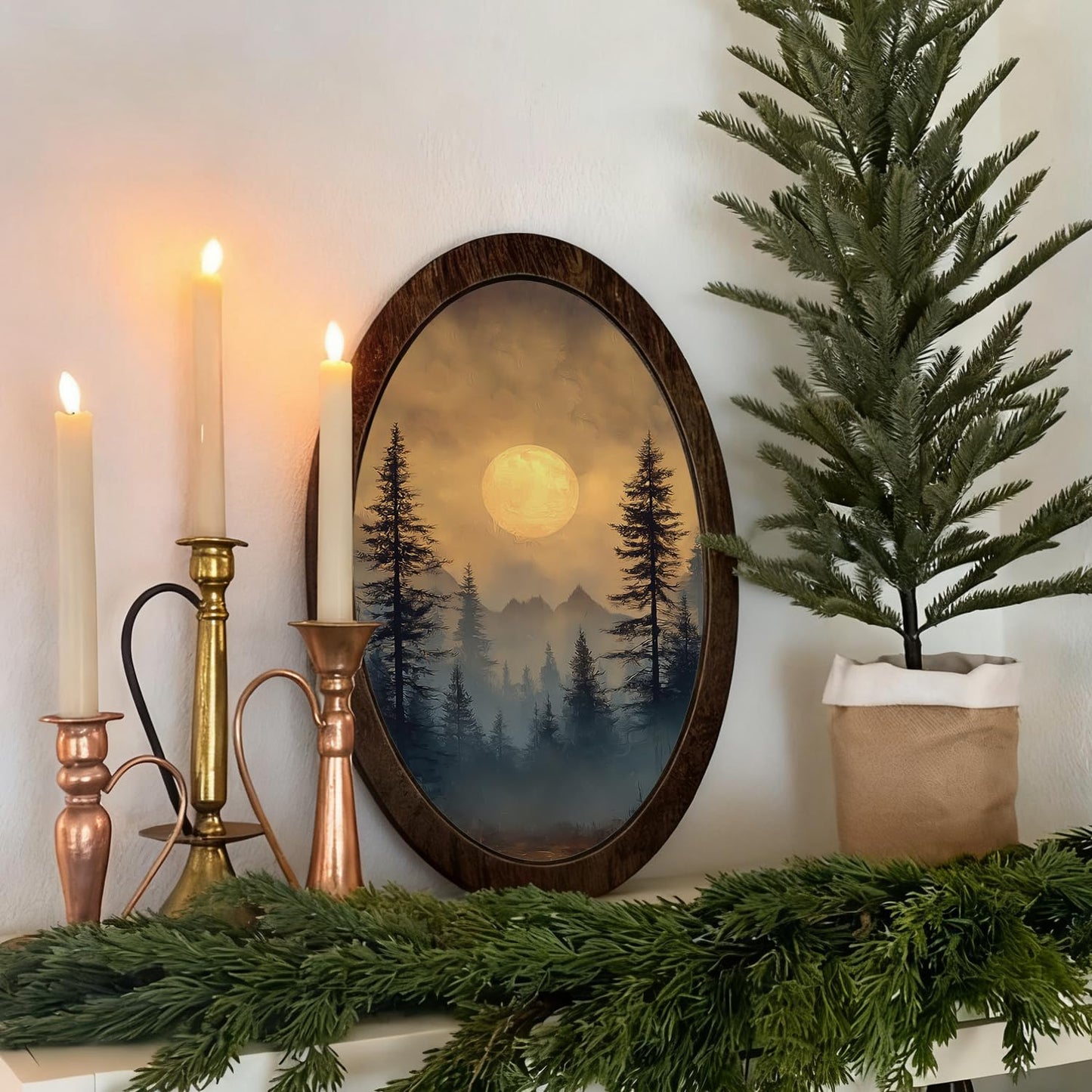 Wheatwin Celestial Room Decor, Moody Dark Academia Sunlight Sunshine Oval Wall Art Hanging Decorations for Home Bedroom Living Room, 14.56x9.05 Inch