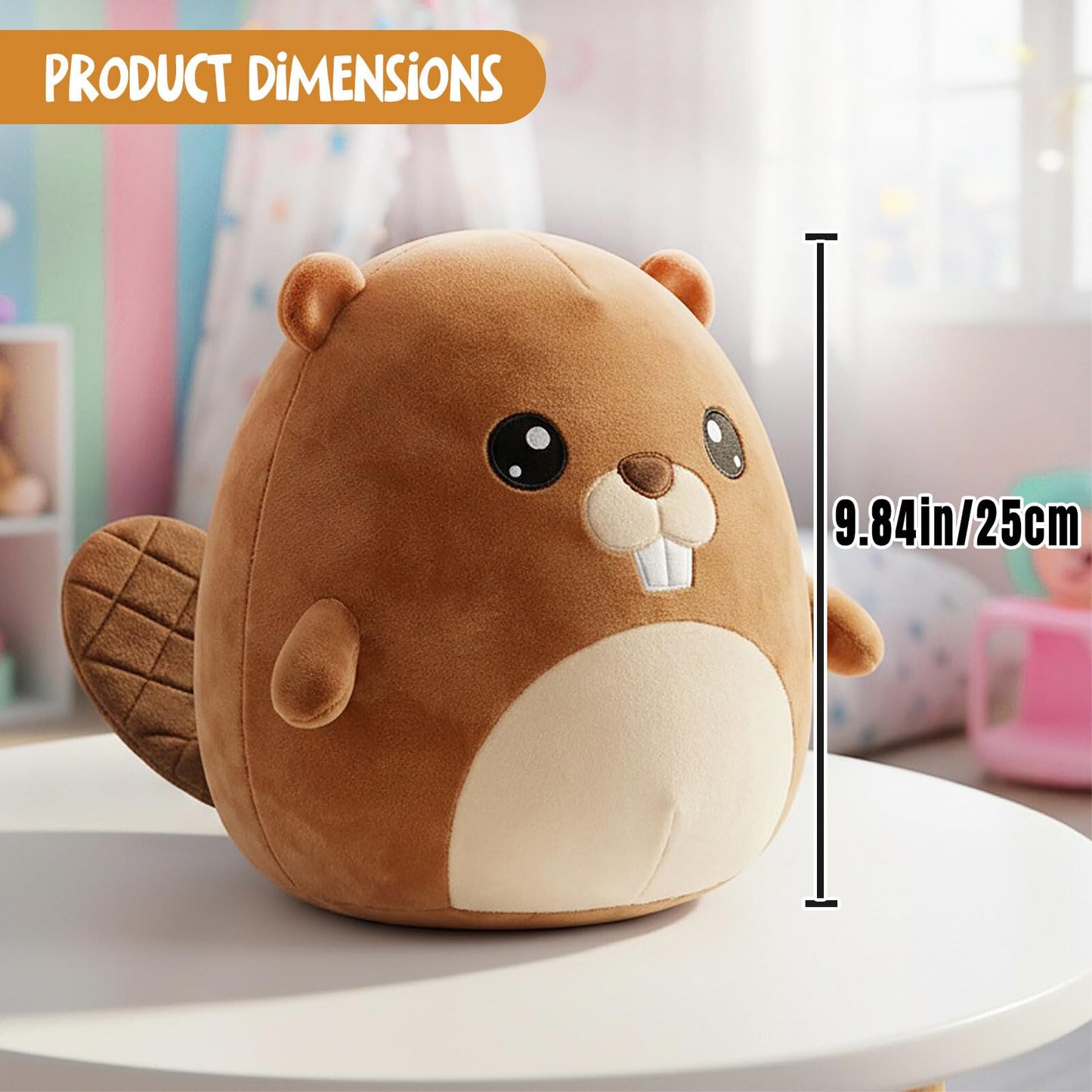 Kojxou 9.8 Inch Beaver Plush,New Year Ornament for Home Store Tabletop Decor