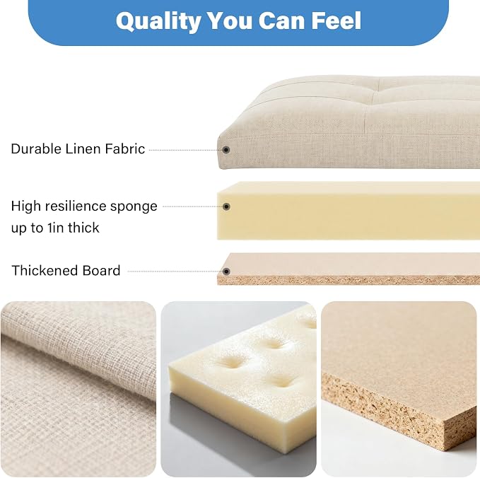 Dayacoco Storage Ottoman Foot Rest Stool, Foldable Foot Rest Stool with Thicker Foam Padded Seat, 43L Small Ottoman with Storage, Holds Up to 350lbs, 17x13x13in, Beige