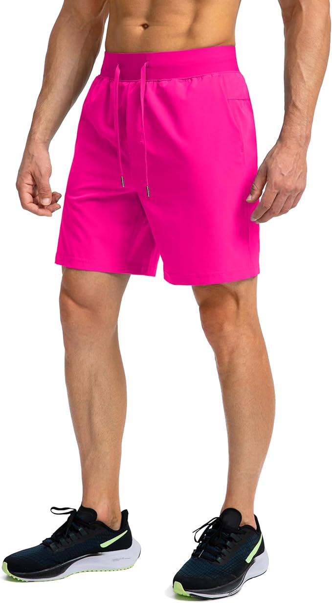 Men's Running Shorts with Zipper Pockets 9 Inch/ 7 Inch / 5 Inch Lightweight Quick Dry Gym Workout Athletic Shorts for Men(7 inch)