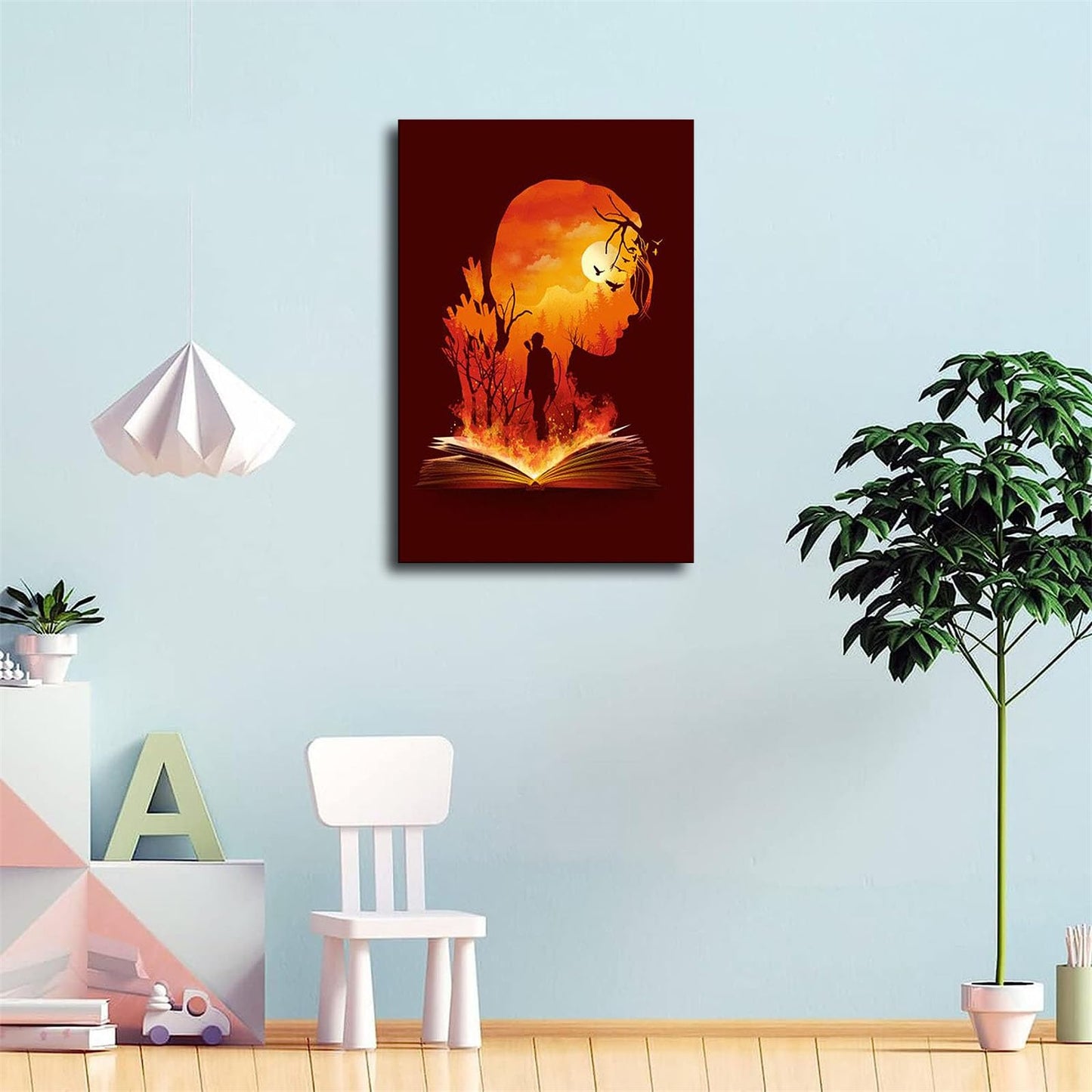 The Hunger Games Katniss Silhouette Sunset Poster Picture Art Print Canvas Wall Art Living Room Bedroom Decor Mural (12×18inch-No Framed)
