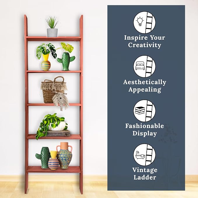 BARNWOODUSA Throw Blanket Ladder – Fully Assembled Reclaimed Wood – Rustic Decorative Ladder for Towels, Quilts, & More – Perfect Farmhouse Decor for Bathroom, Porch, or Living Room,5ft18.