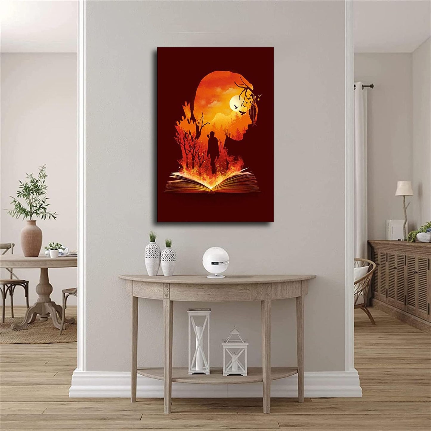 The Hunger Games Katniss Silhouette Sunset Poster Picture Art Print Canvas Wall Art Living Room Bedroom Decor Mural (12×18inch-No Framed)