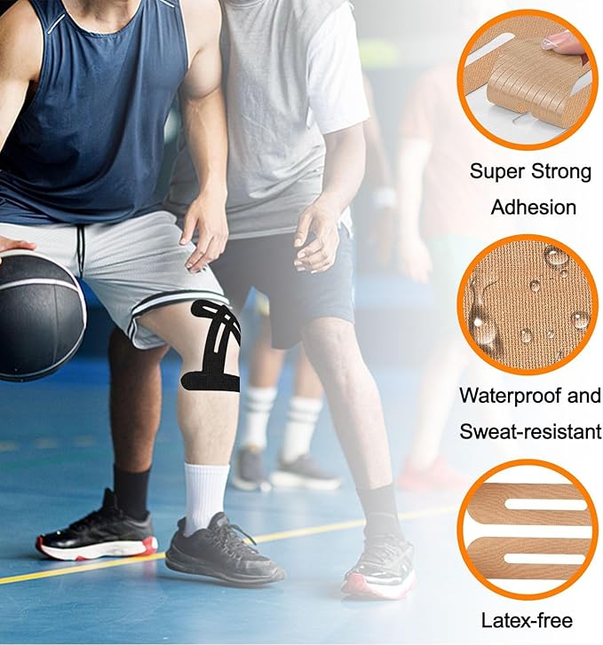Precut Kinesiology Knee Tape Hypoallergenic Athletic for Knee Pain Knee Tape for Knee Pain Relief Pre Cut Knee Support & Stability, Pain Relief – Breathable
