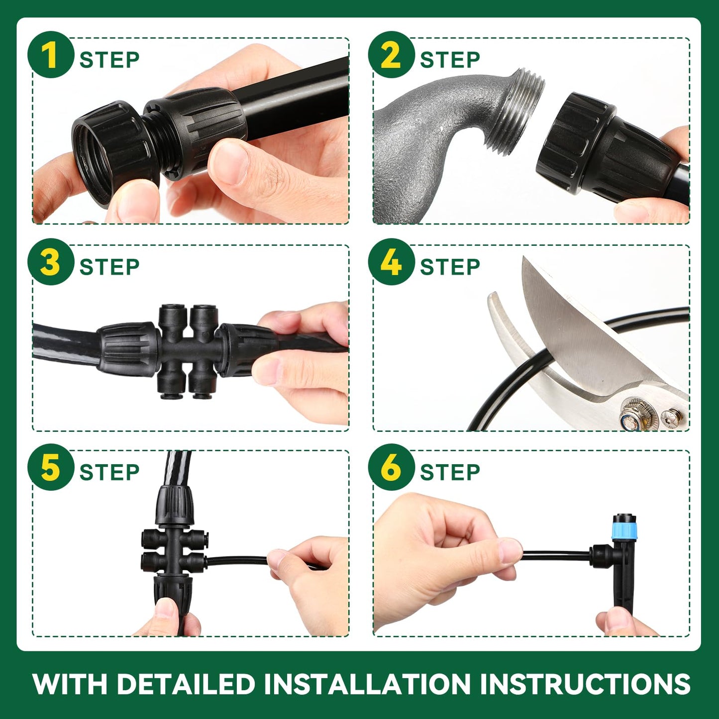 Drip Irrigation System for Garden, 2026-Upgraded Quick Connect Garden Watering Kit All-in-One with 1/2 inch 1/4 inch Irrigation Tubing for Garden, Lawn, Greenhouse, Raised Beds (233FT)