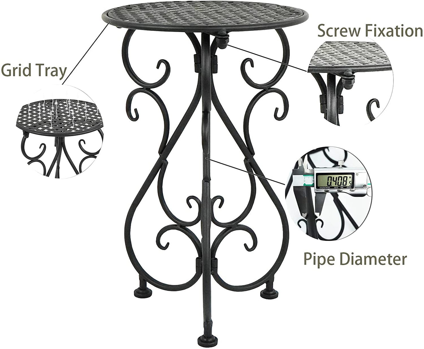 NAKUPE Metal Plant Stands 2 Pack, Heavy Duty Plant Pedestal 17" Tall, Single Flower Pot Holder for Indoor, Outdoor, Patio, Porch, Garden, Balcony, Black