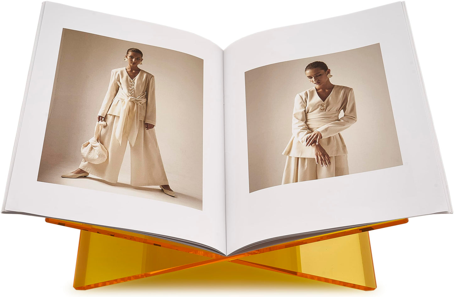 Honygebia Gold Acrylic Book Stands - Cross Frame Acrylic Book Holder, Open Bookstand for Display and Reading, Suitable for Art, Bible, Cookbook, Easel, Magazine, Textbooks 12.5" x 9.5" x 5.5"