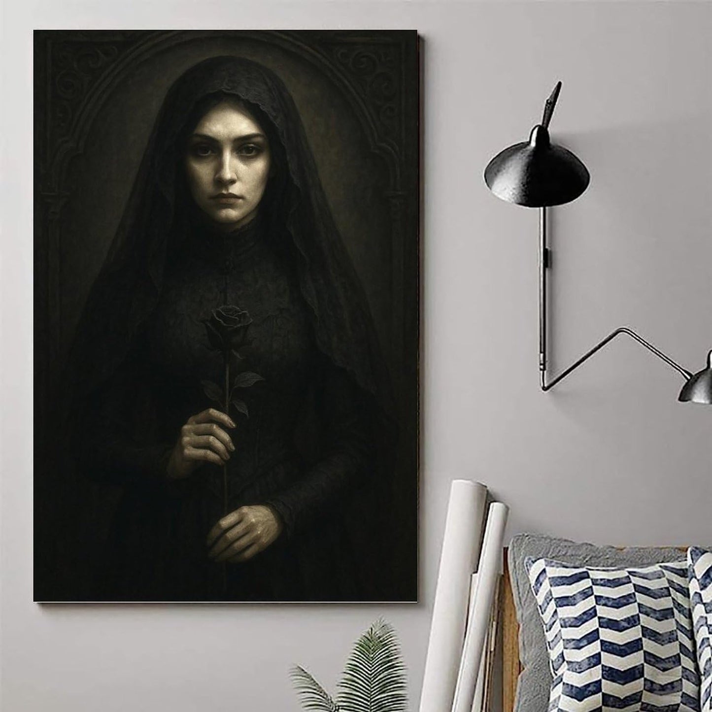 Featuring A Woman Wearing A Black Headscarf Poster Gothic Art Poster Print Modern Decorative Wall Artwork for Home And Office High Definition Print Poster Unframe-style 12x18inch(30x45cm)