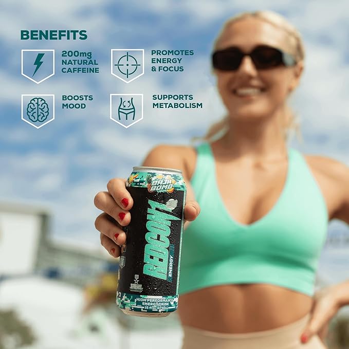 REDCON1 Energy High Performance Drink, Baja Bomb - Zero Sugar Energy Drink with Alpha GPC Nootropic - 200mg of Natural Caffeine from Green Coffee Beans - Vitamin B6, B12 & B5 to Boost Mood (12 ct)